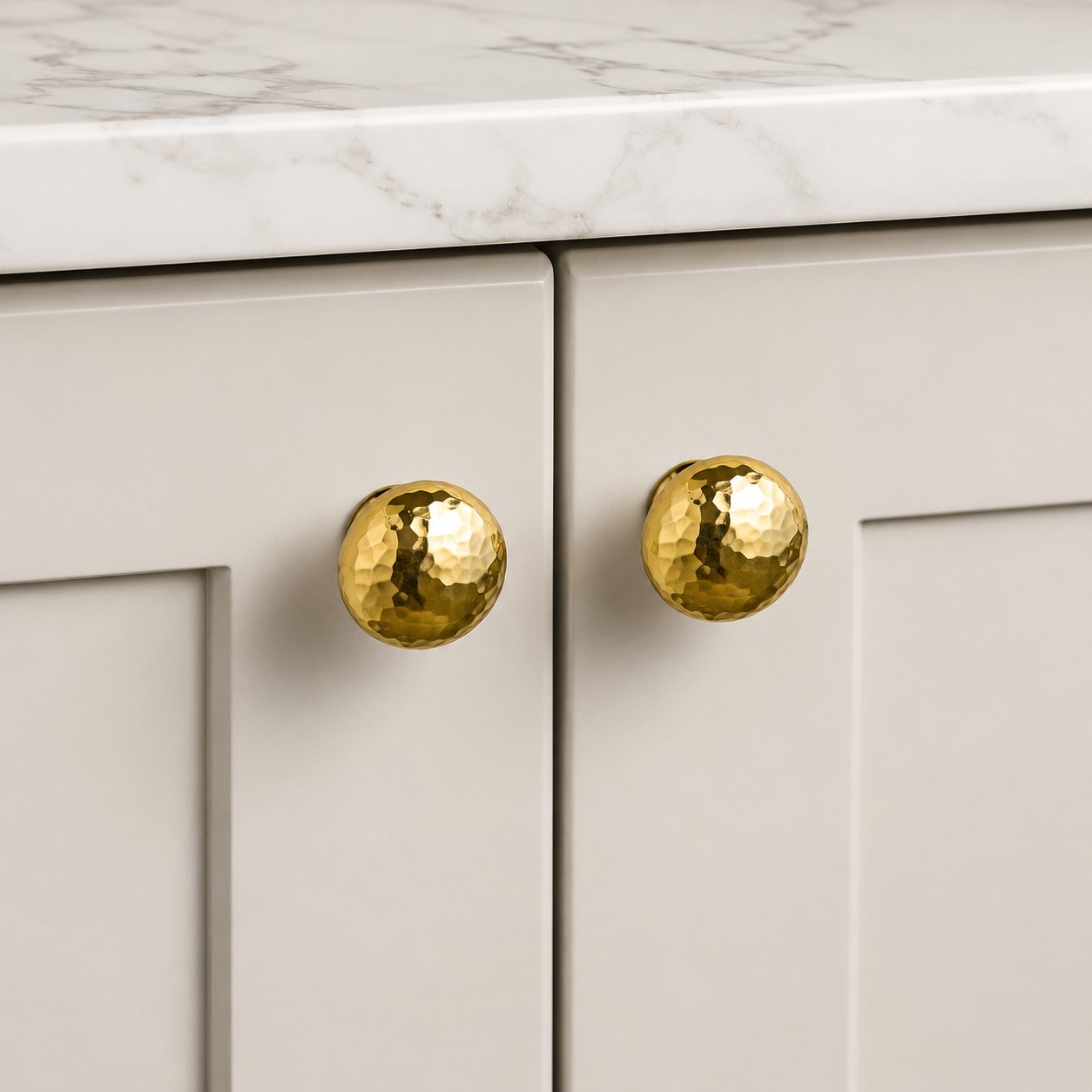 Hammered solid brass cabinet knob
