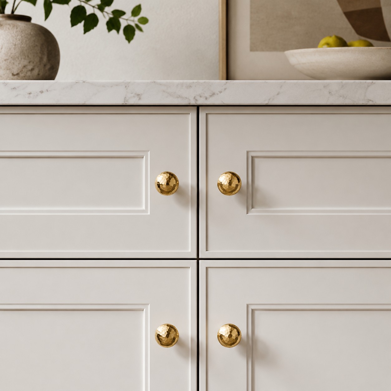 Hammered solid brass cabinet knob