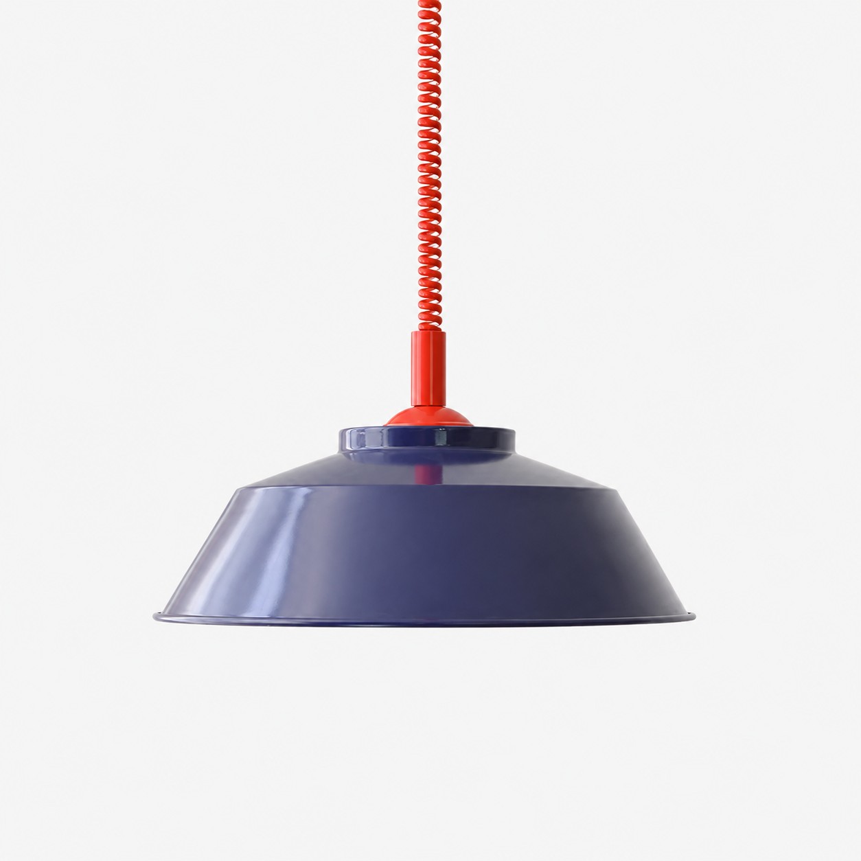 Memphis pendant with cobalt blue shade and red cord