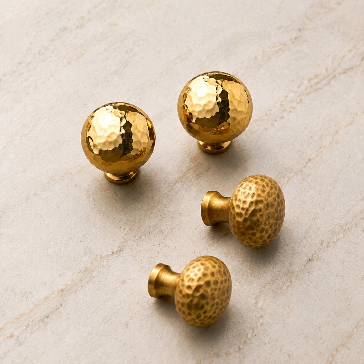 Hammered solid brass cabinet knob