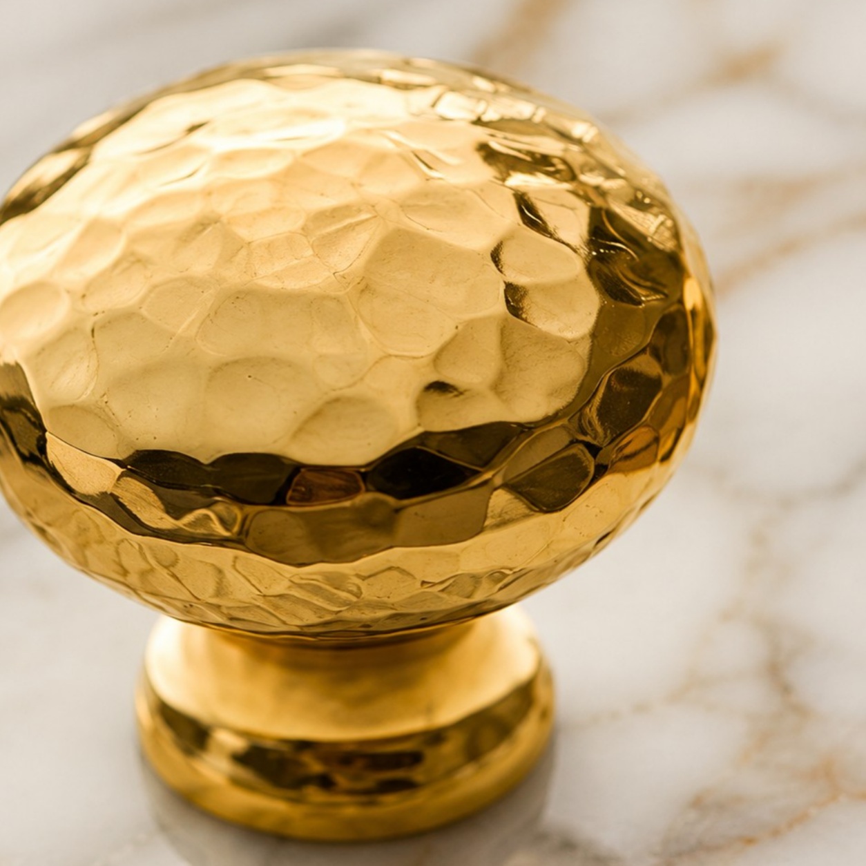 Hammered solid brass cabinet knob