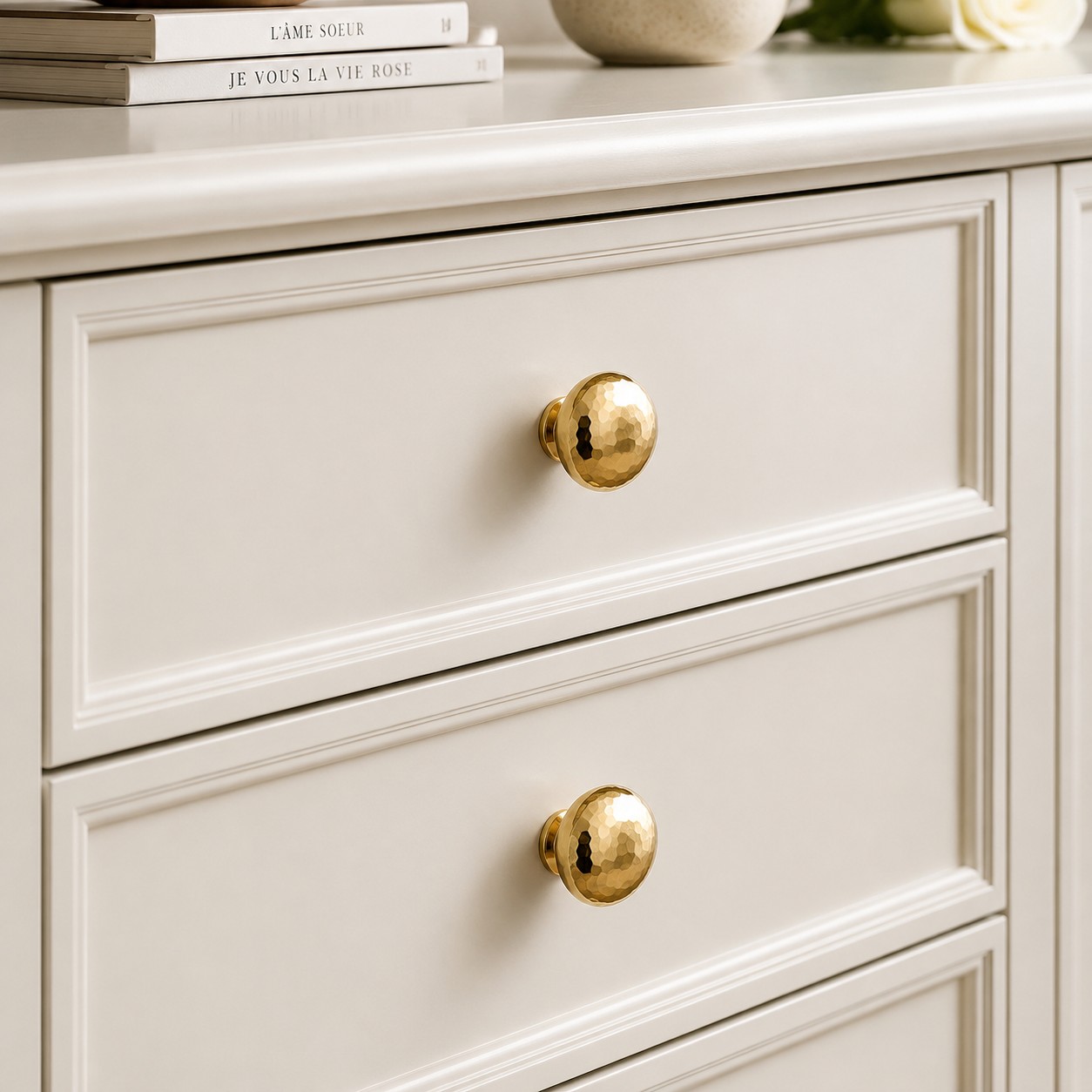 Hammered solid brass cabinet knob