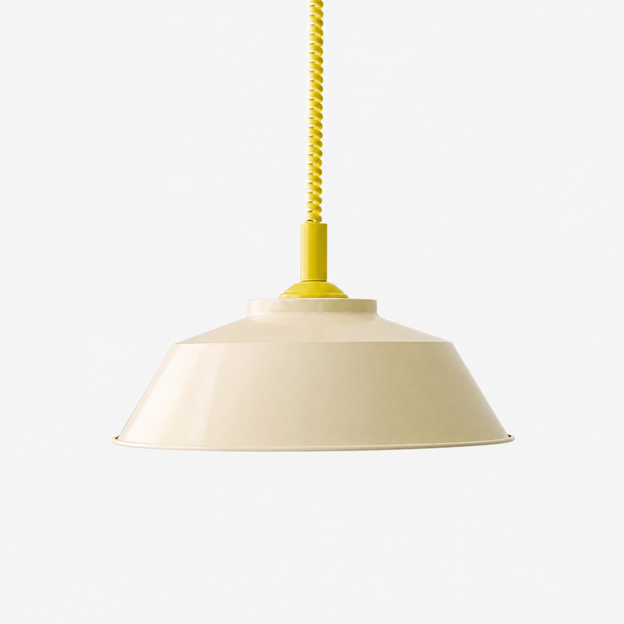 Memphis pendant with ivory shade and yellow cord