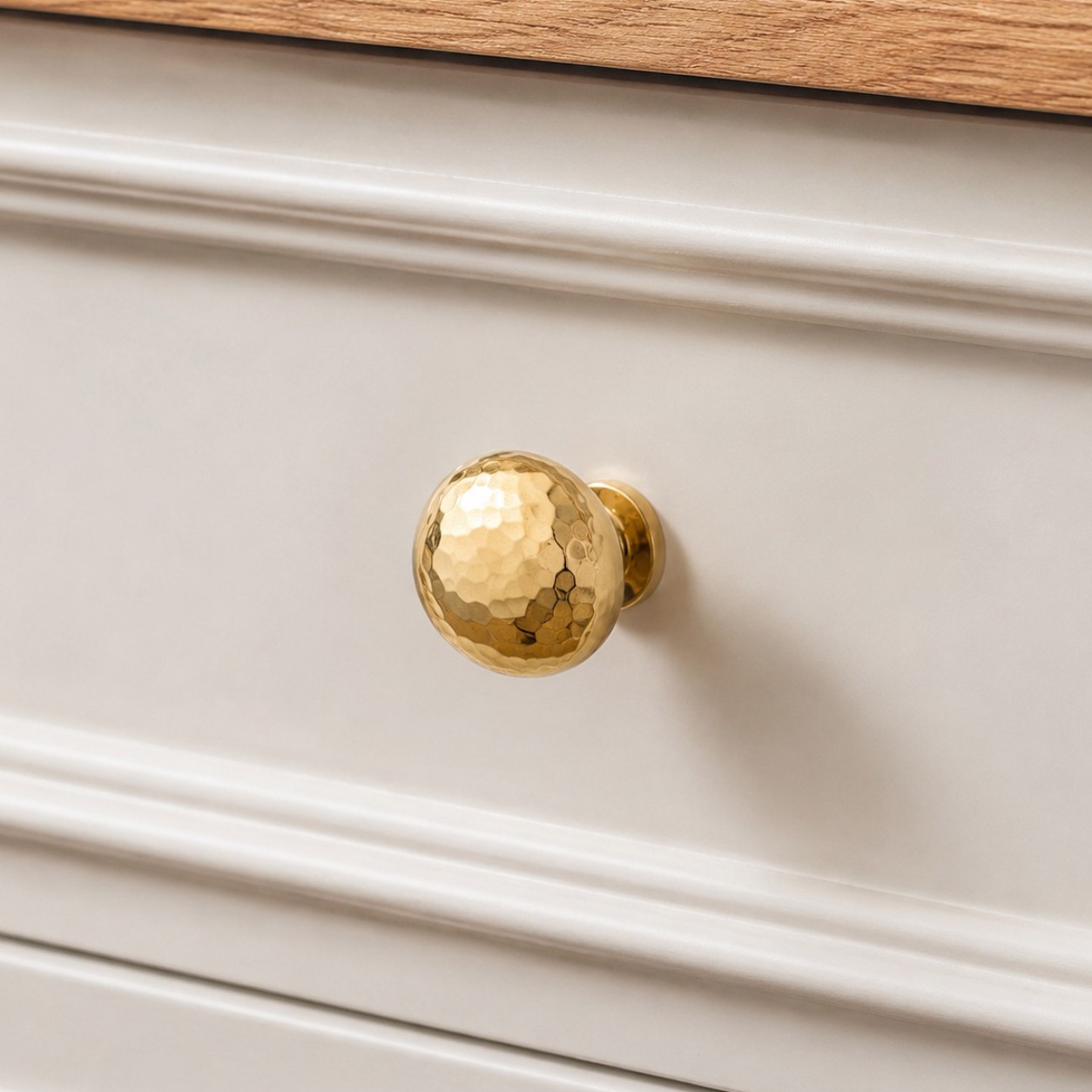 Hammered solid brass cabinet knob