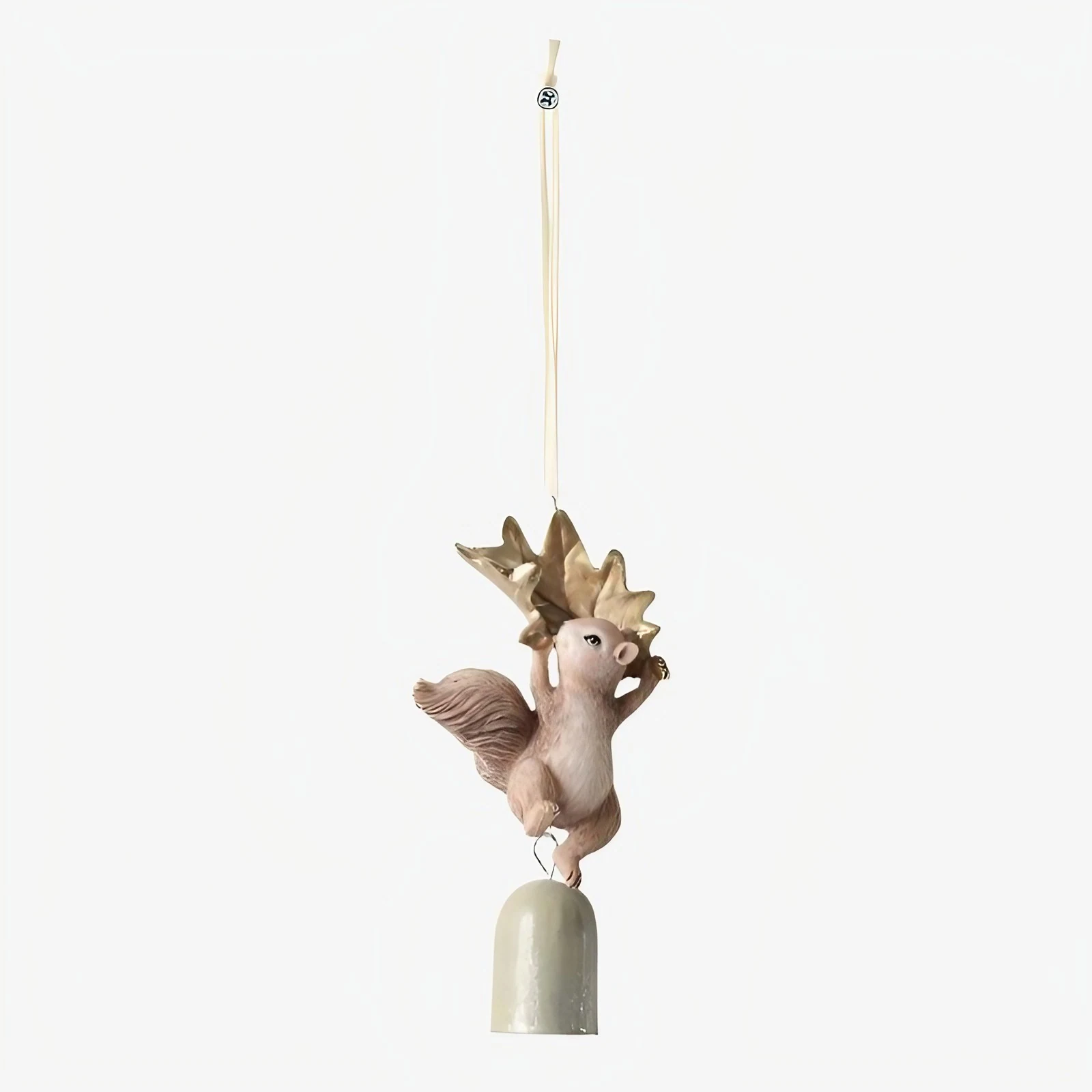 Style B warm ivory squirrel holding leaf wind chime