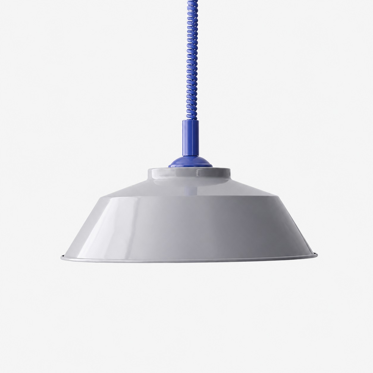 Memphis pendant with light gray shade and blue cord