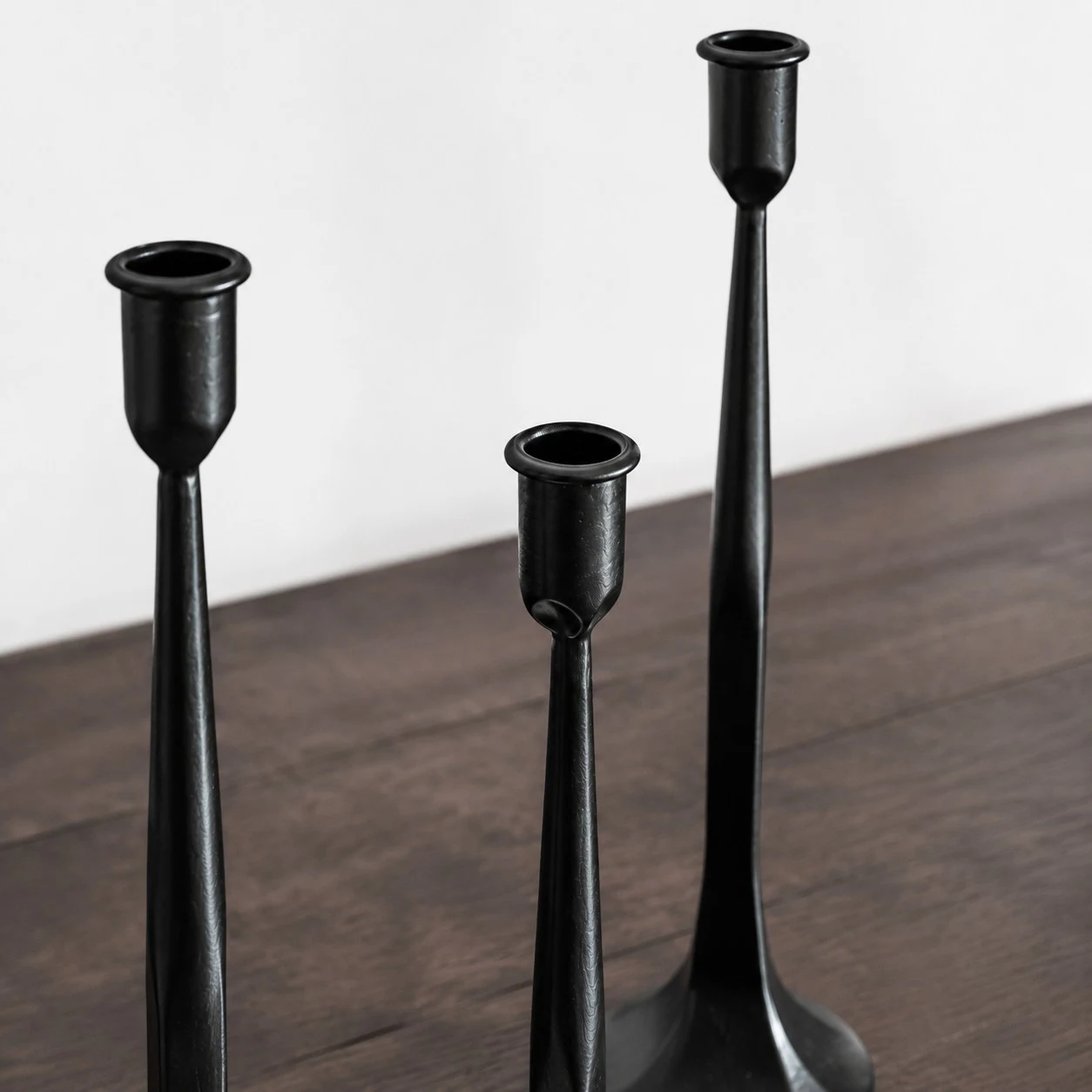 Black iron candle holder cup and hand-finished texture detail