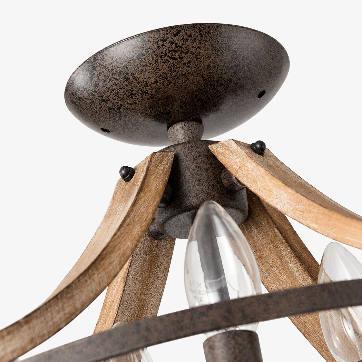 Distressed wood and rust ceiling light detail 7