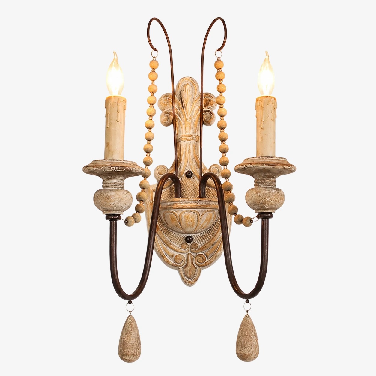 Old Wood Color two-light wall sconce