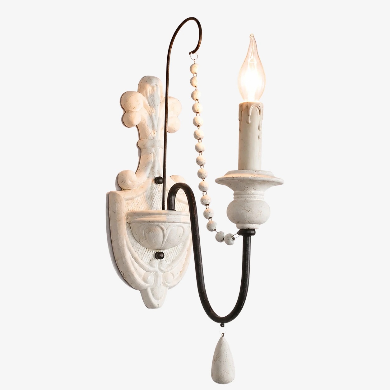 Retro White one-light wall sconce