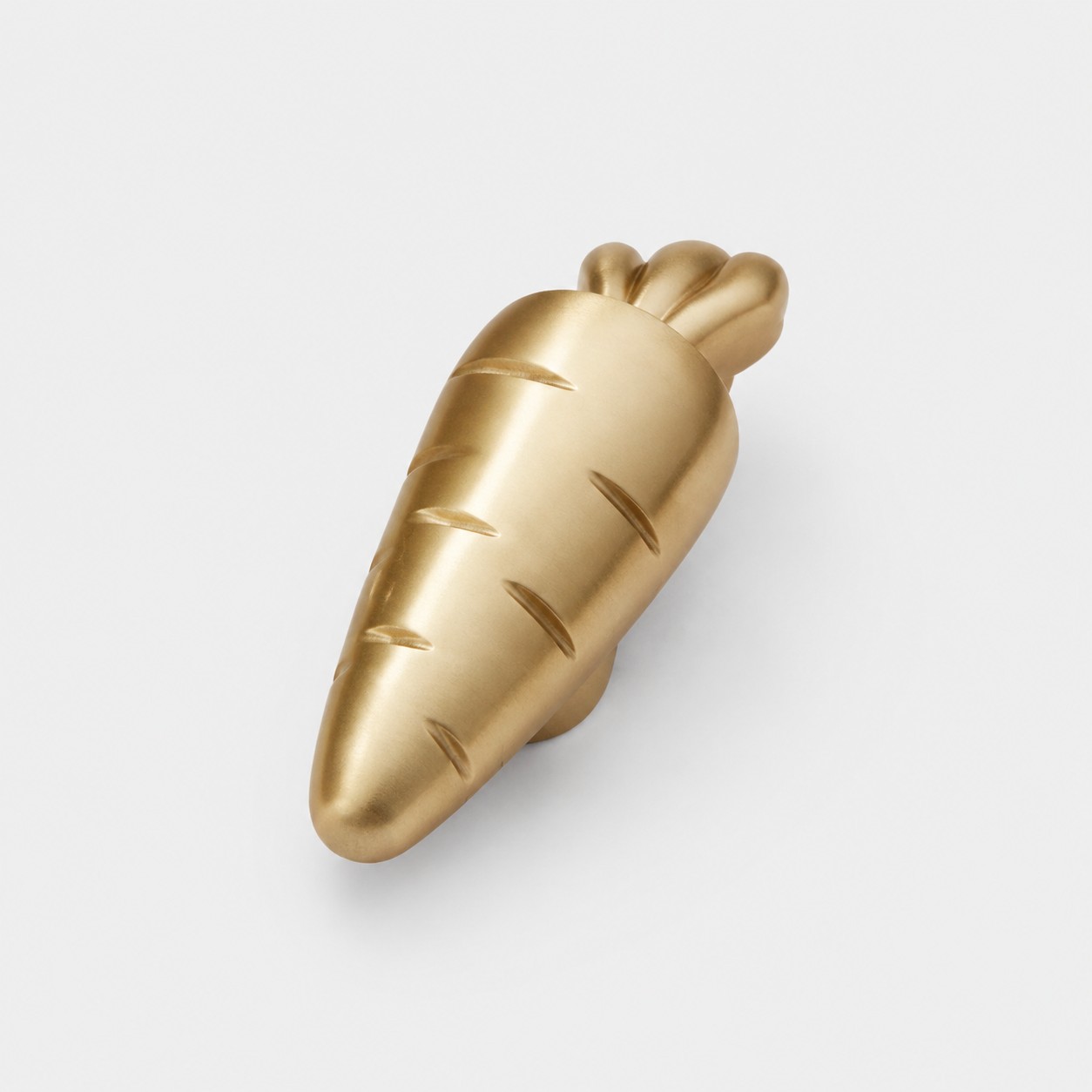 Brass carrot 50 mm cabinet knob front view