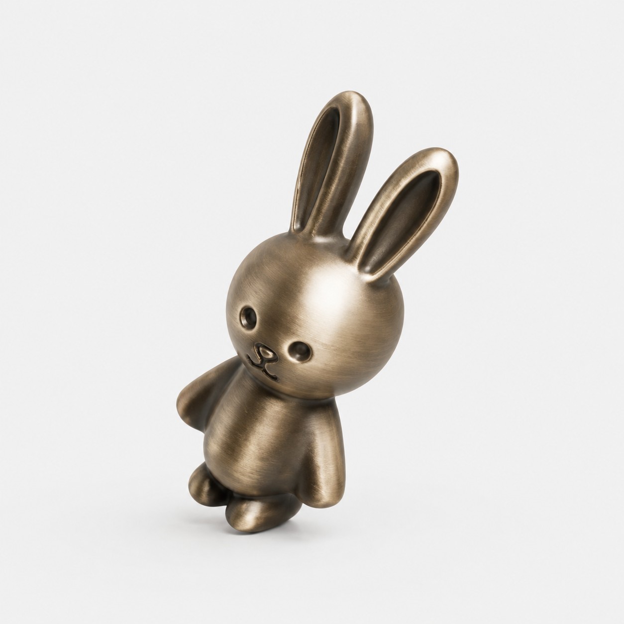 Antique brass rabbit 55 mm cabinet knob front view
