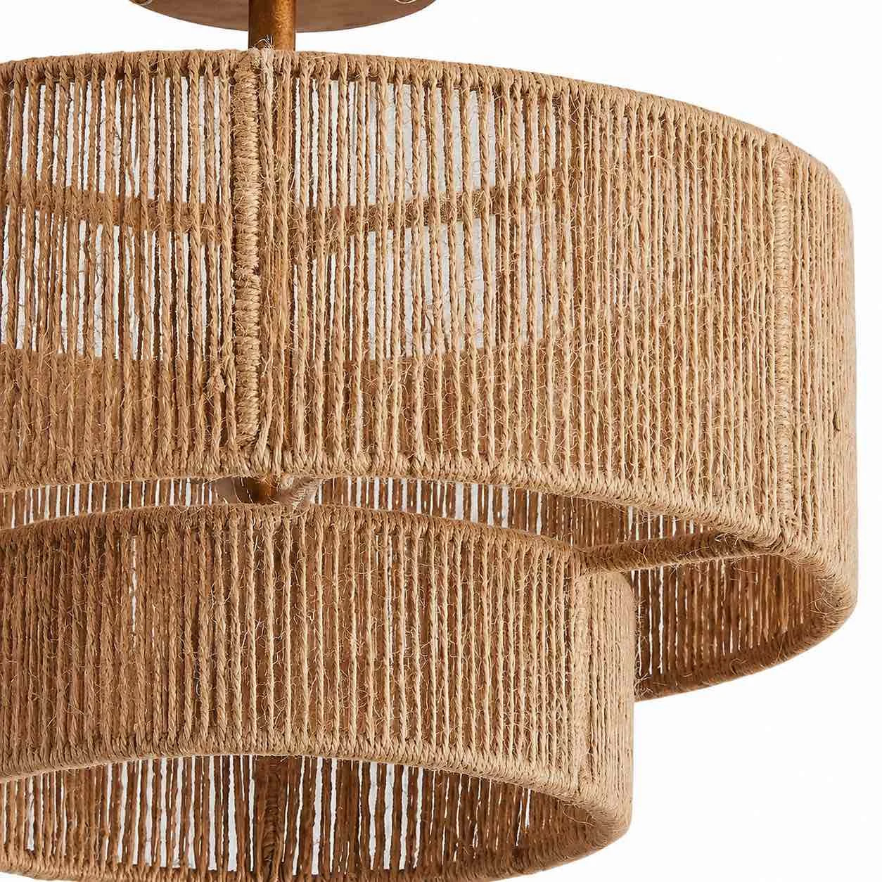 Layered rattan shade detail